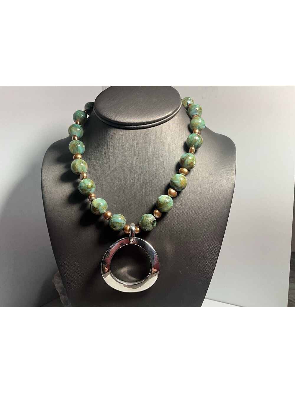 Vintage Sterling Silver and Freshwater Pearl Glowing Glass Beaded Necklace